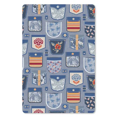 Produktbild von MuchoWow® Mauspad Mousepad Hosen - Denim - Aufnäher - Schnittmuster 18x27 cm - Mousepads - Maus Mat - Pad - Mausunterlage