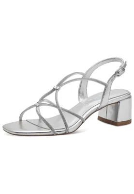 Produktbild von Tamaris Damen Sandalen mit Absatz Vegan Blockabsatz Sommer; SILVER/metallic; 38