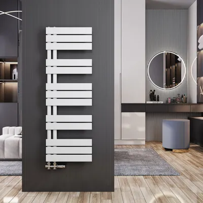 Produktbild von Heilmetz Badheizkörper 1176x400x59mm Seitenanschluss 494 Watt Weiß, Handtuchtrockner Handtuchwärmer Flach Design Heizkörper für Bad Ohne heizstab