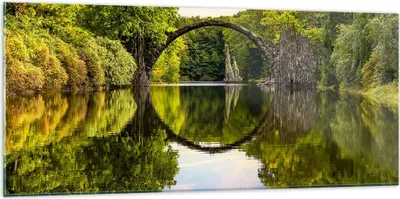 Produktbild von Bilder auf glas - Park Natur Wasser - 120x50cm - Glasbilder - Wandbilder - Kunstdruck - zum Aufhängen bereit - Wanddekoration aus Glas - Glas Bilder - Wandbild auf Glas - Einteilig - GAB120x50-3902