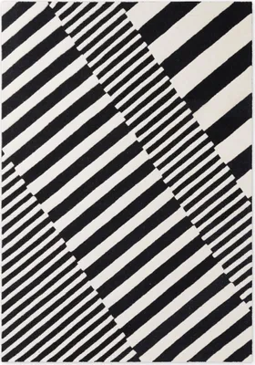 Produktbild von Elle Decoration Wollteppich Flux, handgemacht, Streifen Design, Schwarz Weiß