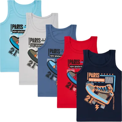 Produktbild von 5 Jungen Unterhemden - Paris - Bunt
