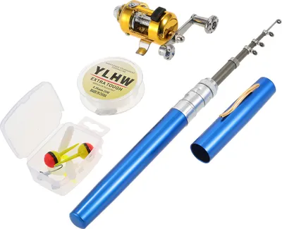 Obrázok produktu pre Lixada Mini Fishing Reel Combo Kit, Pen Fishing Rod + Fishing Wheel + Fishing Line + Soft Lures + Hooks