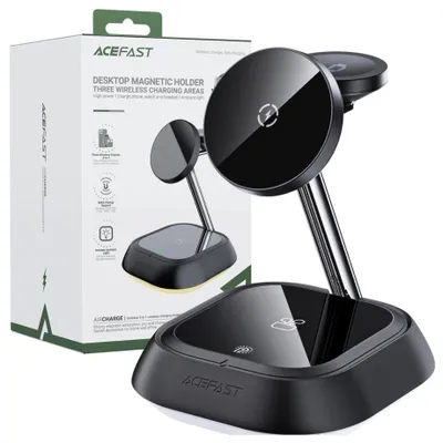 Immagine prodotto di 3W1 Acefast E16 15W Stazione di ricarica induttiva per telefono/portatili/orologio - nero