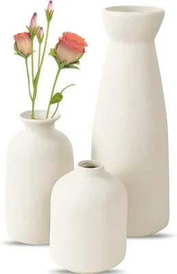 Productafbeelding van Bloemenvaas - Set van 3 - Keramiek - Modern - Wit