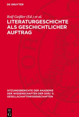 Produktbild von Literaturgeschichte als geschichtlicher Auftrag