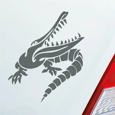 Produktbild von Auto Aufkleber Krokodil Aligator Kroko Animal Tier Tuning 10x12 cm Grau Sticker Heckscheibenaufkleber