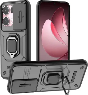 Produktbild von OPPO Reno13 Pro 5G Hülle - Coverup Ring Ständer Back Cover mit Kamera Schutz - Schwarz