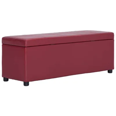 Image de vidaXL Banc avec compartiment de rangement 116 cm vin rouge similicuir
