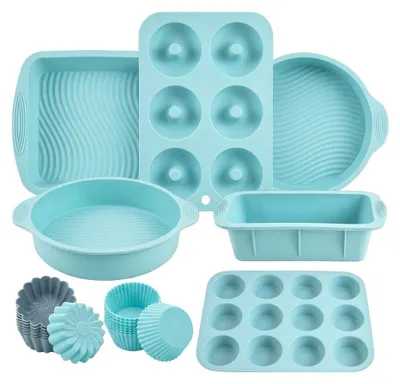 Image de Lot de 23 moules en silicone – Moules à muffins, moules à gâteaux et cercle à crêpes – Kit complet pour la pâtisserie et les desserts – Sans BPA, antiadhésif, lavable au lave-vaisselle