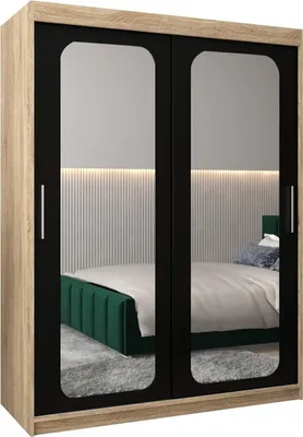 Produktbild von MEBLE KRYSPOL Promo 3150 Schlafzimmerschrank zwei Schiebetüren - Sonoma + Mattschwarz