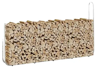 Obrázok produktu pre Regál na drevo, robustná oceľová konštrukcia, určený na vonkajšie použitie, striebornej farby