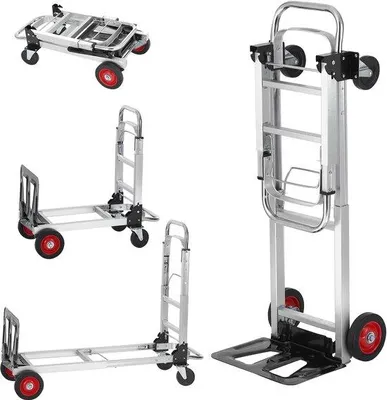 Immagine prodotto di Carrello trasportatore in alluminio 2-in-1 - Trasformabile - Capacità di carico: 181 kg - Pieghevole con pneumatici - Ideale per uso in officina, in casa e per il trasporto di oggetti