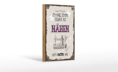 Produktbild von Holzschild NÄHEN habe schon genäht als, 18 x 12 cm, Holzschilder Spruch Nähmaschine