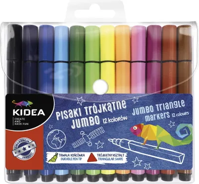 Immagine prodotto di Penne JUMBO triangolari 12 colori Kidea