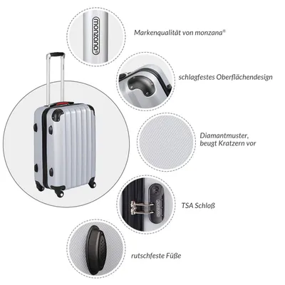 Obrázok produktu pre Kufor s tvrdou škrupinou, strieborný, 62 l, ABS, kolieska 360°