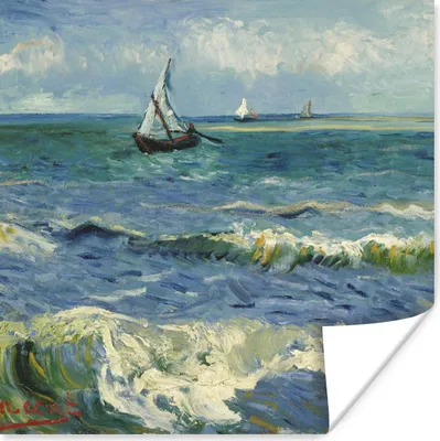 Produktbild von MuchoWow® Poster Meereslandschaft bei Les Saintes-Maries-de-la-Mer - Vincent van Gogh 100x100 cm - Babyzimmer