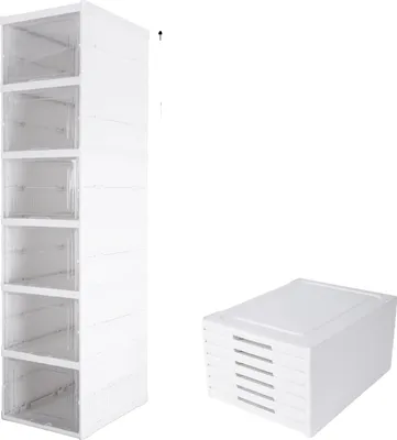 Image de Rangement pour chaussures, design moderne, empilable et pliable, blanc