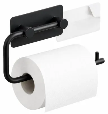 Produktbild von Minismus Toilettenpapierhalter selbstklebend Schwarz - Ohne Bohren aus Edelstahl