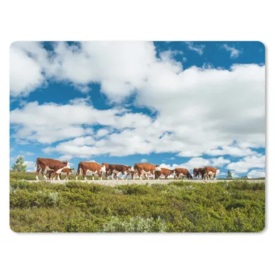 Produktbild von MuchoWow® Mauspad Mousepad Kuh - Straße - Wolken 23x19 cm - Mousepads - Maus Mat - Pad - Mausunterlage - Schreibtischunterlage - Mauspad