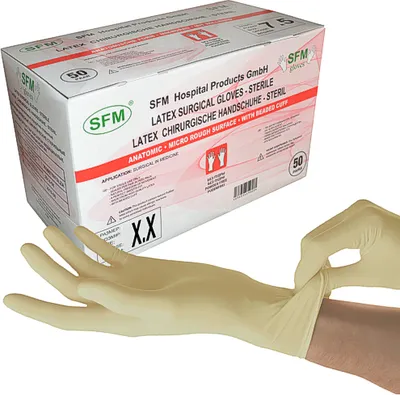 Produktbild von SFM ® OP Latex STERIL : Chirurgische OP-Handschuhe puderfrei weiß 7 (50Paar)