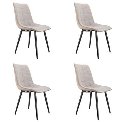 Produktbild von 4er Set Esszimmerstühle Stoff und Kunstleder, modern gepolstert, modisch und zeitlos, geräumig und komfortabel