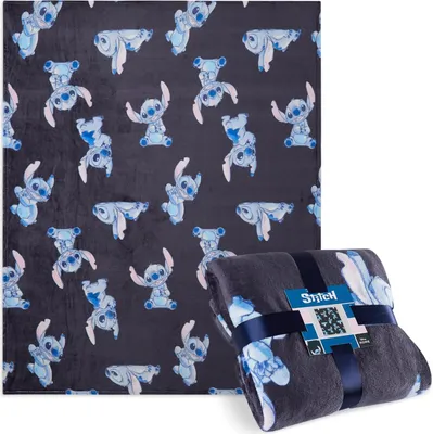 Produktbild von Disney Stitch Fleecedecke für Kinder, Weiche Kuscheldecke 150x130cm (Blau Stitch)