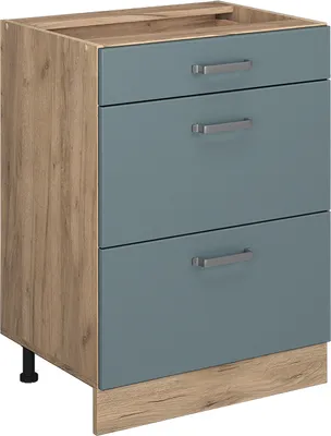 Produktbild von Küchenunterschrank Vicco R-Line Blau-Grau 60 cm mit Schubladen, ohne Arbeitsplatte, Model 41125