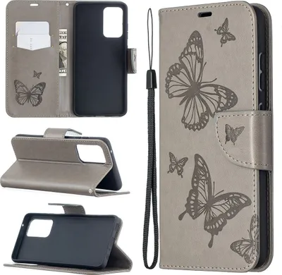Produktbild von Mobigear Butterfly  Samsung Galaxy A52 Hülle Klapphülle Geldbörse - Grau