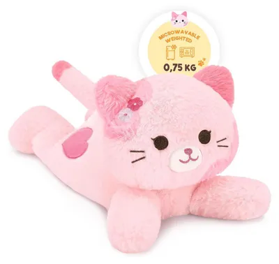 Produktbild von Wärmekissen Stofftier Katze 0,75kg Mikrowelle 40cm Rosa