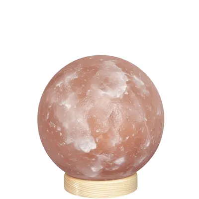 Zdjęcie produktu dla Lampa solna POLSKA 3-4 kg na jasnej BUKOWEJ podstawce kula jonizator MOON