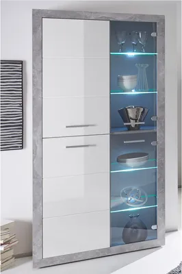 Produktbild von Vitrine Standvitrine Holzvitrine Glasvitrine Vitrinenschrank "Rio de Janeiro I"