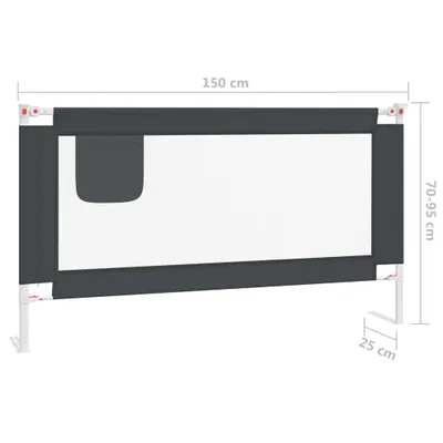 Immagine prodotto di vidaXL Protezione letto per bambini grigio scuro 150x25 cm tessuto