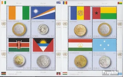Produktbild von Briefmarken UNO - Genf 2013 Mi 838-845Klb Kleinbogen (kompl.Ausg.) gestempelt Flaggen der Münzen