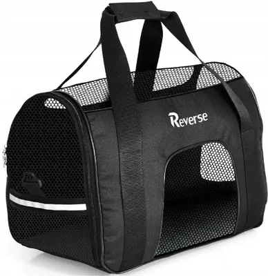 Obrázek produktu pro Přenosná taška pro kočky psy domácí zvířata 52x25x34 cm do 10 kg černá Síťované okno 10965