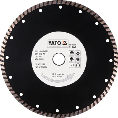 Obrázek produktu pro Yato YT-6025, Diamantový kotouč turbo, Betonový, Kámen, 23 cm, 725 g, 1 kusů