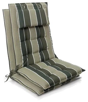 Produktbild von Beautissu 2er Set Sun-HL Hochlehner Auflage 120x50x8cm Grün-Gestreift