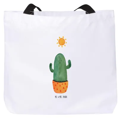 Produktbild von Mr. & Mrs. Panda Schultasche Kaktus Sonne - Weiß - Geschenk, Freundin, Glück, Laptoptasche, Geschenkidee, Tasche, Stoffbeutel, Neustart, Trennung, Strandtasche