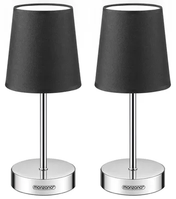 Immagine prodotto di Monzana 2x Lampada da Comodino Paralume in Tessuto E14 Abatjour Luce da Lettura con Interruttore