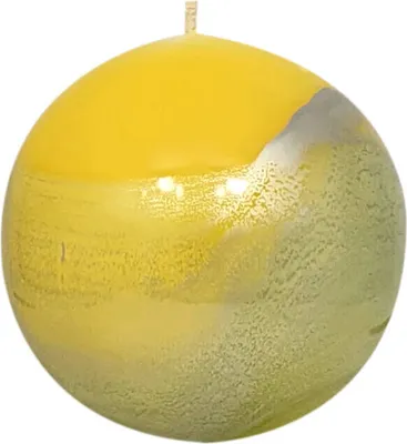 Produktbild von Kugelkerze "Design Lotos" gelb/grün Ø 80 mm