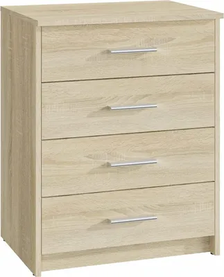 Produktbild von MATKAM Schubladen-Kommode Bodo 4S in moderner Optik, B60 x H75 x T35 cm, laminierte Möbelplatte, mit Rückwand, 4Schubfächer (Sonoma Eiche)