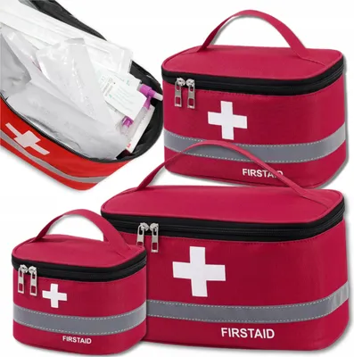 Image de EDIBAZZAR | Trousse de secours 3 pcs. médicale à domicile rouge Set poignée