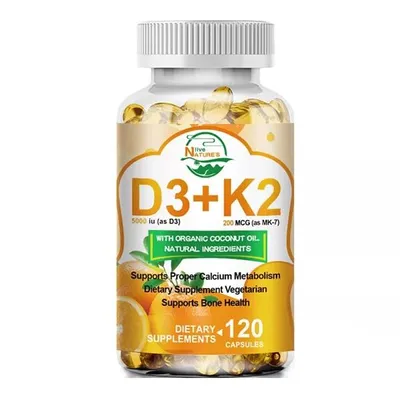 Image de Vitamine D3 & Vitamine K2 (120 capsules) Complément alimentaire, os, muscles, articulations, dents, nerfs, cœur, métabolisme, système immunitaire