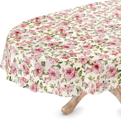 Immagine prodotto di Tovaglia ovale, 140 x 180 cm, con motivo floreale, facile da pulire, ideale per l'uso in giardino