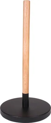 Immagine prodotto di Porta rotolo da cucina in legno e metallo - Ø 18,5 x 31,5 cm - Elegante porta rotolo da cucina per interni moderni - Nero/marrone