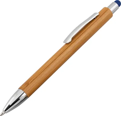 Produktbild von 10x Touchpen Holz-Kugelschreiber / Stylusfarbe: blau