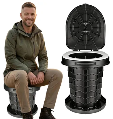 Imagen del producto de Omgoods: Inodoro plegable para camping con tapa y neceser