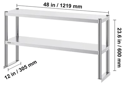 Image de Table de travail en acier inoxydable avec étagère de rangement double et réglable, idéale pour la cuisine