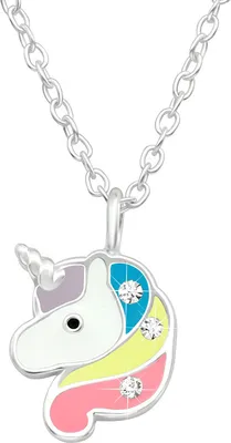 Produktbild von Kette Kinder Silber 925: Mädchen Halskette mit Anhänger Einhorn (Unicorn)