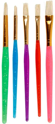 Produktbild von Pinsel für Kinder, Nr. 8+12+18, L 14-16 cm, B 5-10 mm, Flach,rund, Sortierte Farben, 5 Stk/ 1 Pck [HOB-10344]